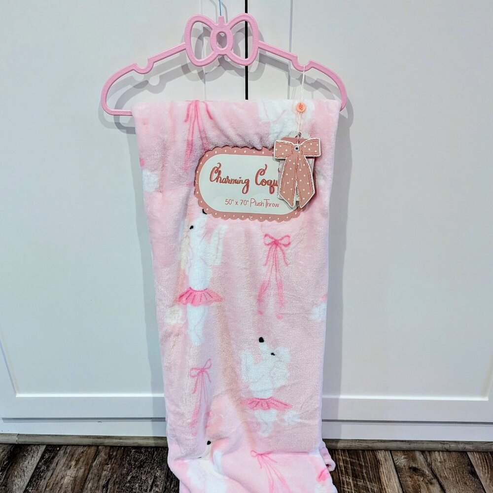 Charming Coquette Ballerina Poodle Throw Blanket